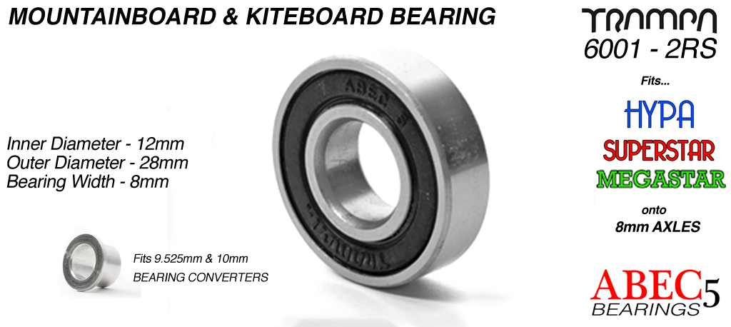 10 x BEARING 6001-2RS RUBBER SEALED ID 12mm OD 28mm WIDTH 8mm