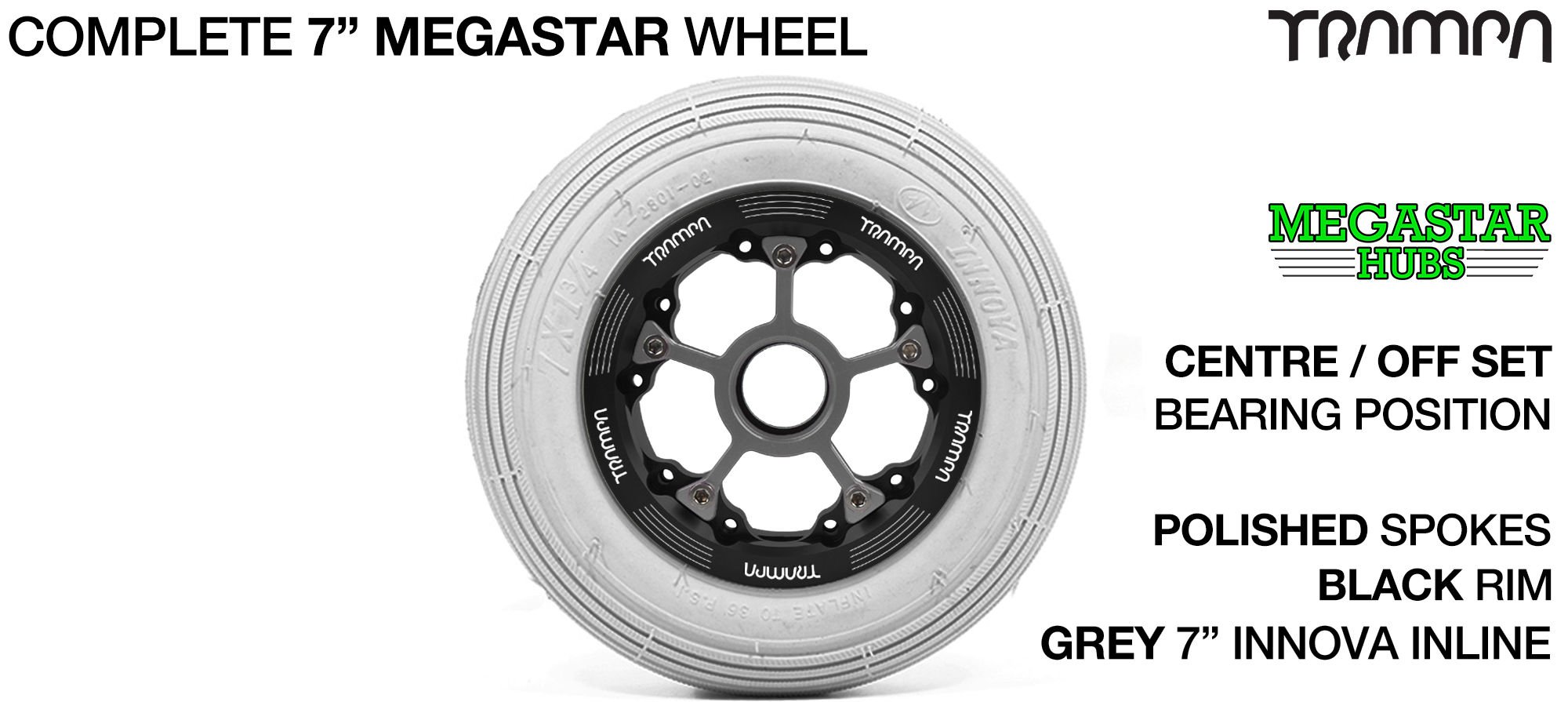 BLACK MEGASTAR Rims with BLUE Spokes Wheel Rims & Smooth Tires Hard Tyres