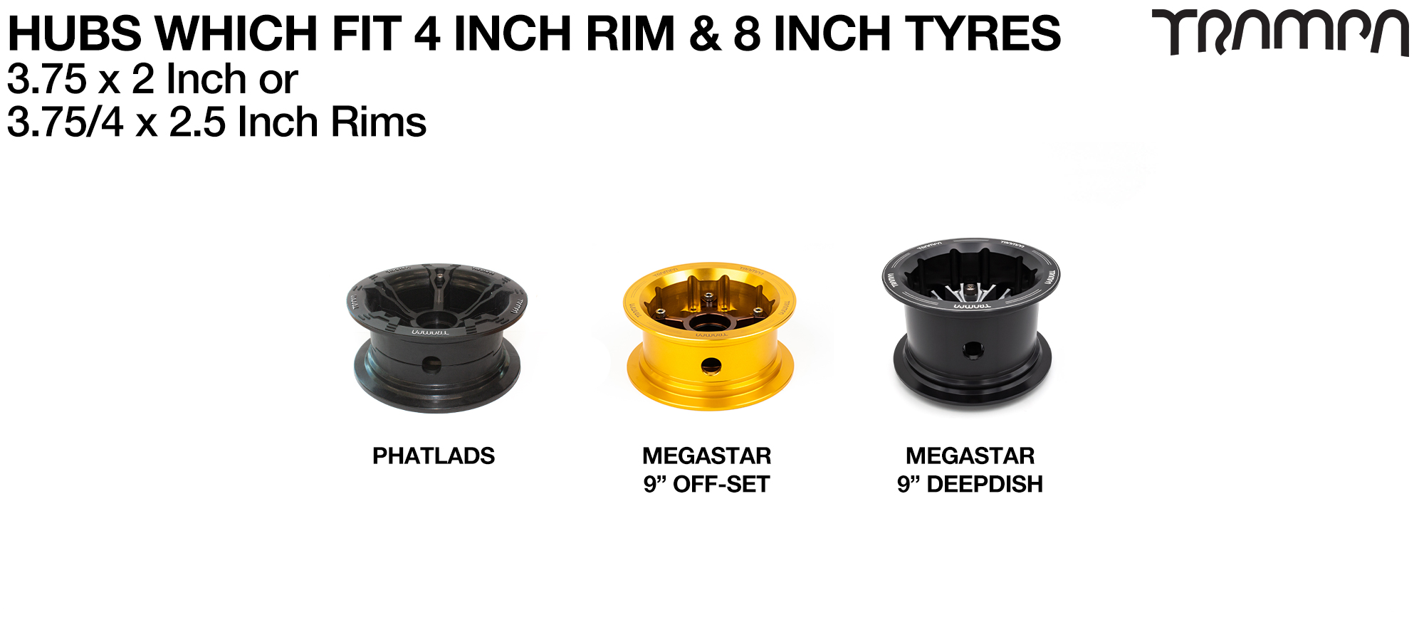 Set of 4 PRIMO POWERPLAY 8 Inch Tyre measure 4x 2.5x 8.5 Inch or 220x75mm with 4 inch rim fits all 4 inch Hubs 