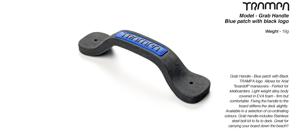 Grab Handle - Blue patch with Black TRAMPA logo