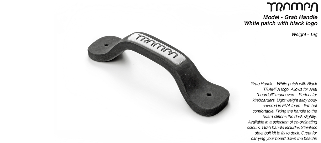 Grab Handle - White patch with Black TRAMPA logo