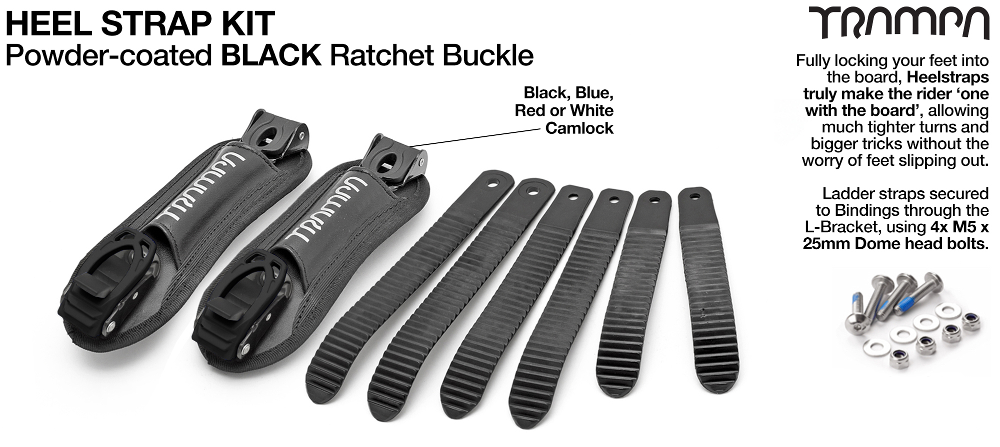 TRAMPA Heel Straps with BLACK Ratchets