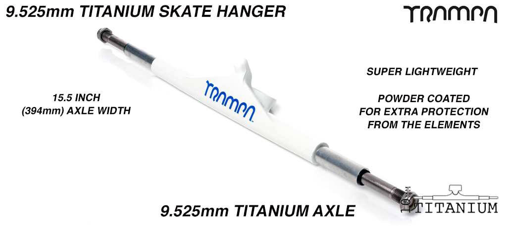 9.525mm (3/8ths of an Inch) TITANIUM axle Skate hanger - Powdercoated White & BLACK Logo