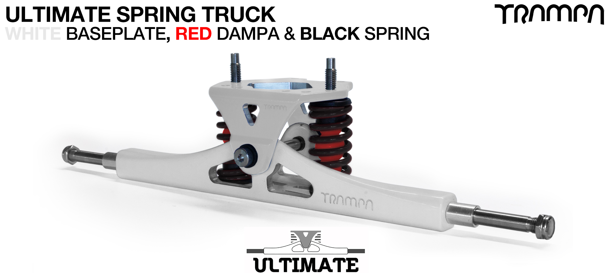 ULTIMATE ATB TRUCK - WHITE ATB Hanger with TITANIUM Axles & Kingpin & WHITE with BLACK logo Baseplate  