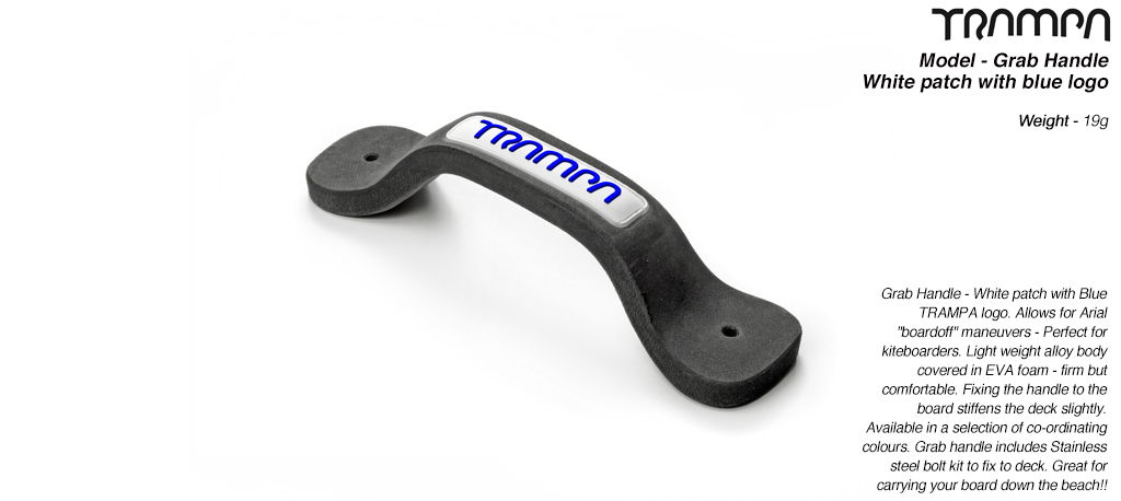Grab Handle - White patch with Blue TRAMPA logo