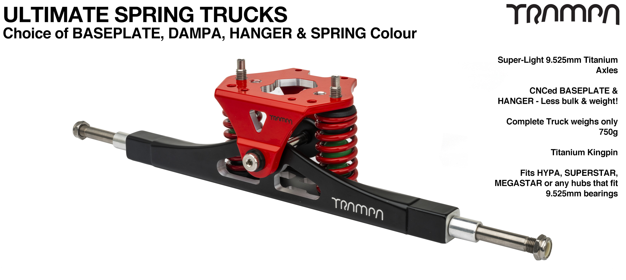 Precision CNC ULTIMATE ATB TRUCK with CNC Motor Mount fixing points, RED Baseplate, TITANIUM Axles & Kingpin