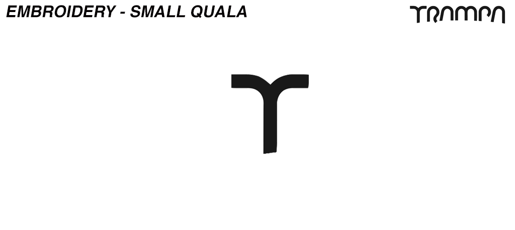 Embroidery - Small QUALA - T TRAMPA logo found on side of Hats