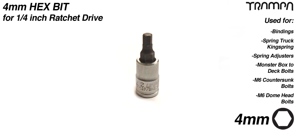 4mm Allen Key bit for 1/4 inch Ratchet Drive UNIOR