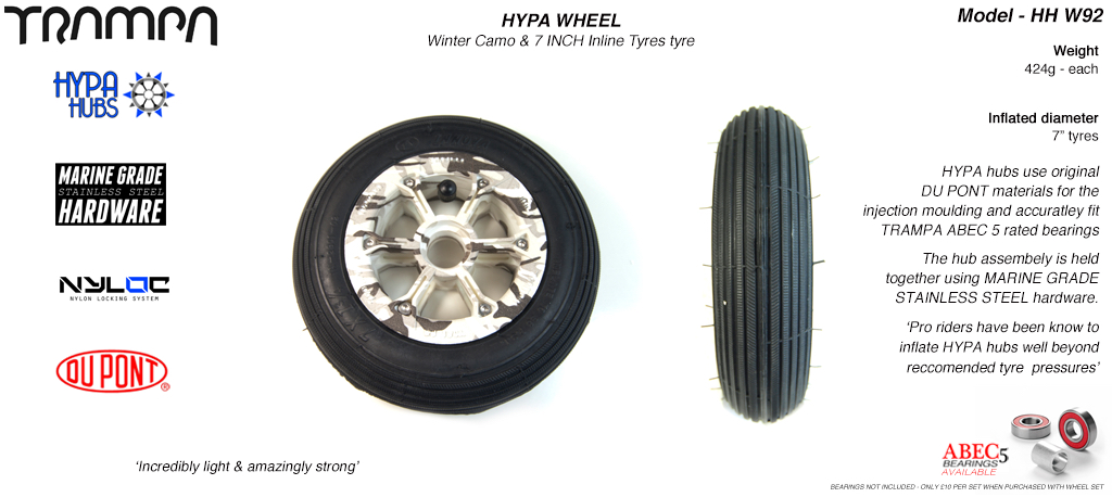 7 Inch Wheel - Winter Camo Hypa Hub with Black Inline 7 Inch Tyre