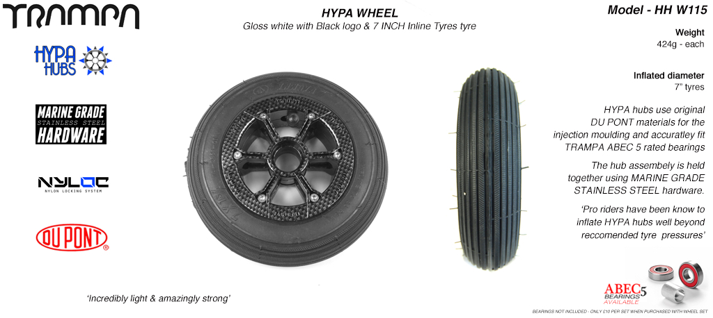 7 Inch Wheel - Carbon Fibre Print Hypa hub & Black Inline 7 inch Tyre