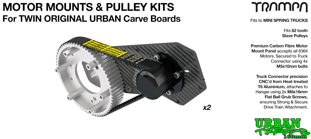 Original URBAN Carver Motor Mount with Motor Axle Support & Pulley kit - TWIN