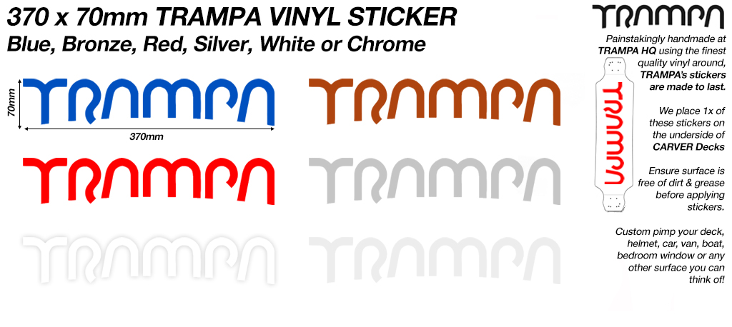 400mm Vinyl Stickers - Under Board of Carveboard TRAMPA Vinyl stickers