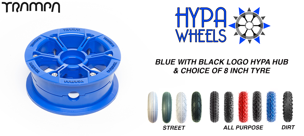 BLUE Gloss with Black Logo Hypa hub & Custom Tyre