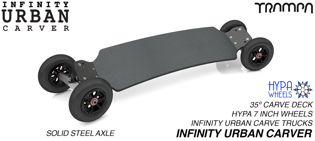 INFINITY URBAN Carveboard with 9.525mm SOLID Steel axles on 6 or 7 Inch Inch pneumatic HYPA Wheels
