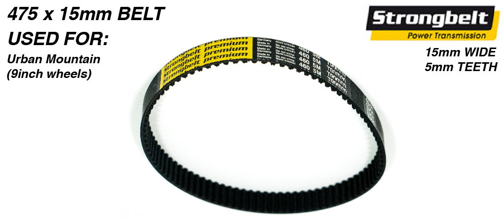 475 long x 15mm wide High Torque Drive (HTD) 5M (5mm Tooth Space) High Power (HP)  STRONGBELT for TRAMPA Mountainboards