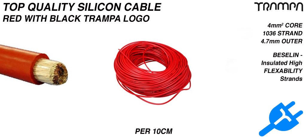 RED Silicon Cable with BLACK TRAMPA logo