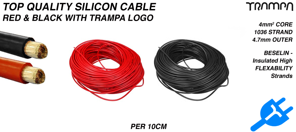 Red & Black Silicon Cable - per 10cm