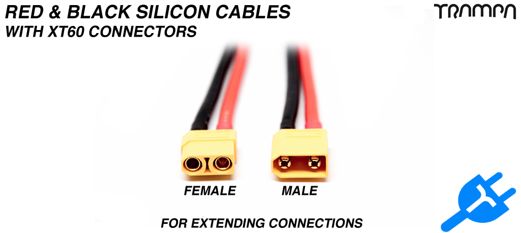 RED & BLACK Silicon Cables with XT60 Connectors