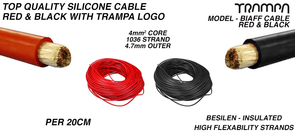 20cm of highly flexible 24 AWG Top Quality RED & BLACK Silicone cable