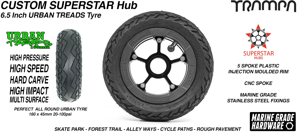 Superstar 6.5 inch wheel - Custom SUPERSTAR Rim with Low Profile 6.5 Inch URBAN Treads Tyres