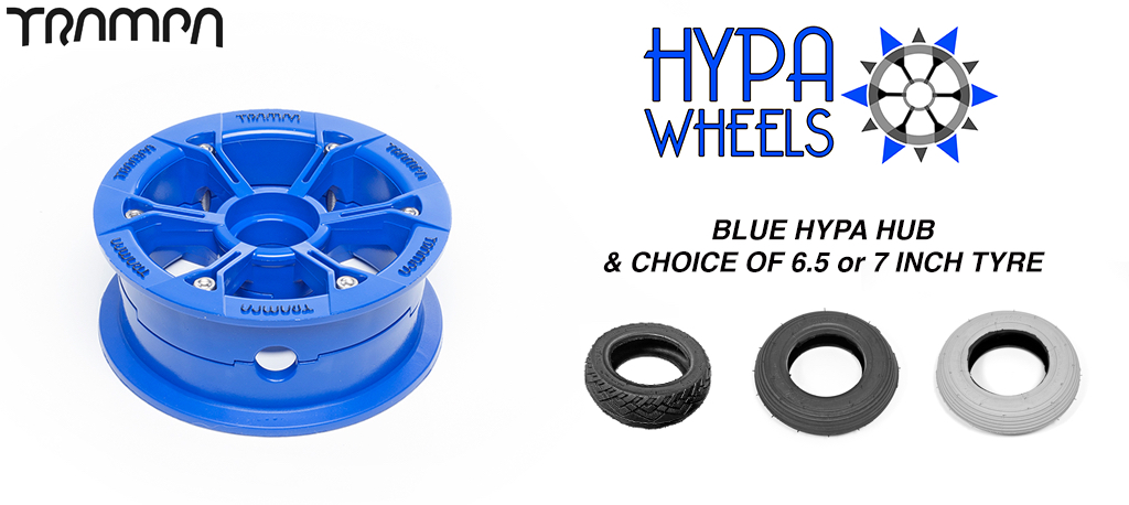 BLUE Gloss with Black Logo Hypa hub & Custom 7 inch Tyre 