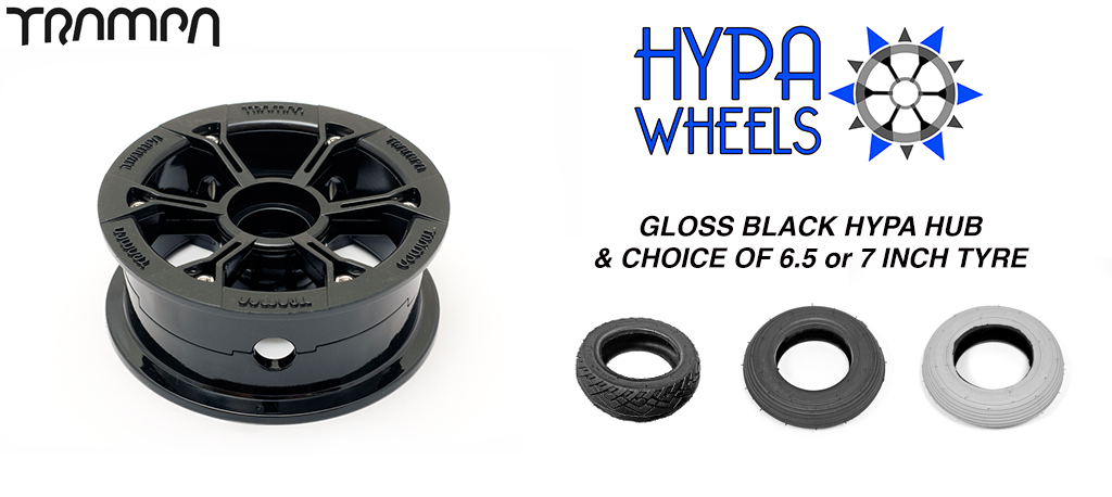 Gloss Black Hypa hub & Custom 7 inch Tyre 