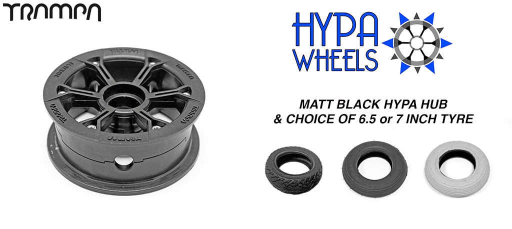 Matt Black Hypa hub & Custom 7 inch Tyre 