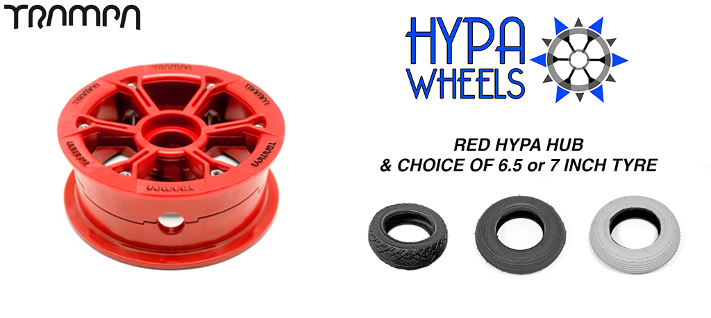 RED Gloss Hypa hub & Custom 7 inch Tyre 
