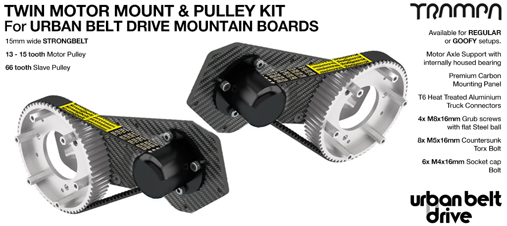 URBAN MOUNTAINBOARD Motormount with 66 tooth Pulley kit & Axle Suport kit - TWIN Mounts