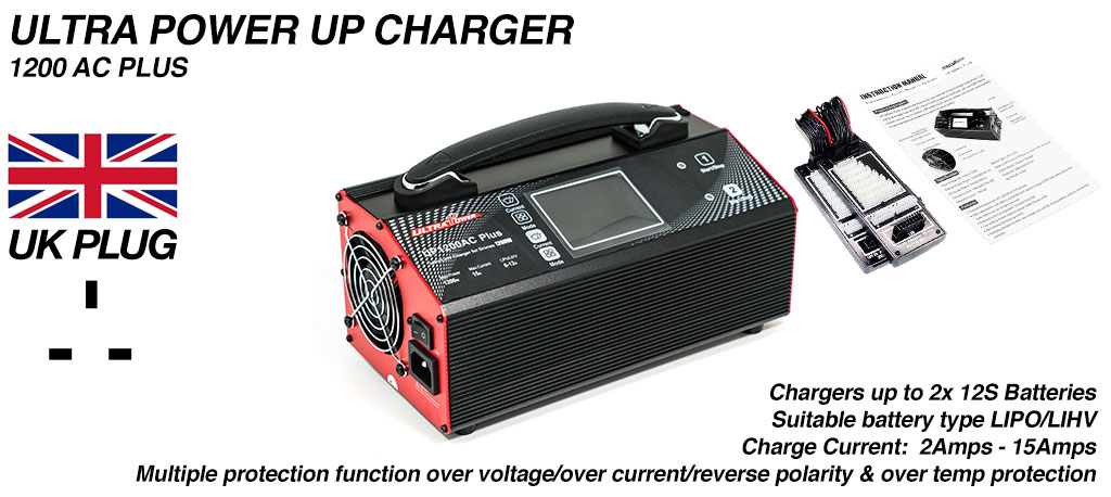 ULTRA POWER Charger 2x 600W, 15A, 12s Charger - UP1200AC PLUS - COMES Supplied with UK wall PLUG