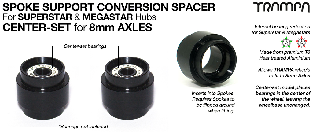 8mm Axel Superstar & Megastar Spoke Support 8mm Bearing converter - Center Set