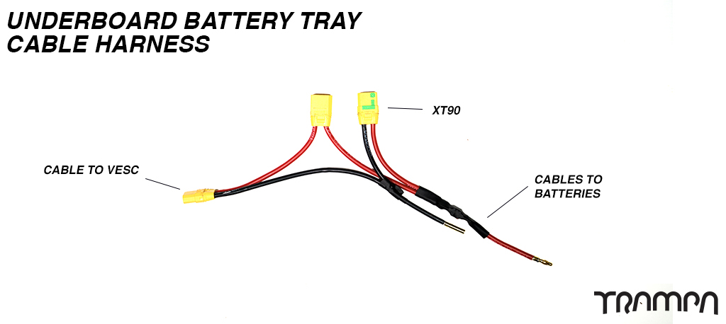 TWIN MOTOR Underboard Battery Tray Cable Harness for 6x 2s HRB cells used in the ORRSOM Longboard 100A Fuse