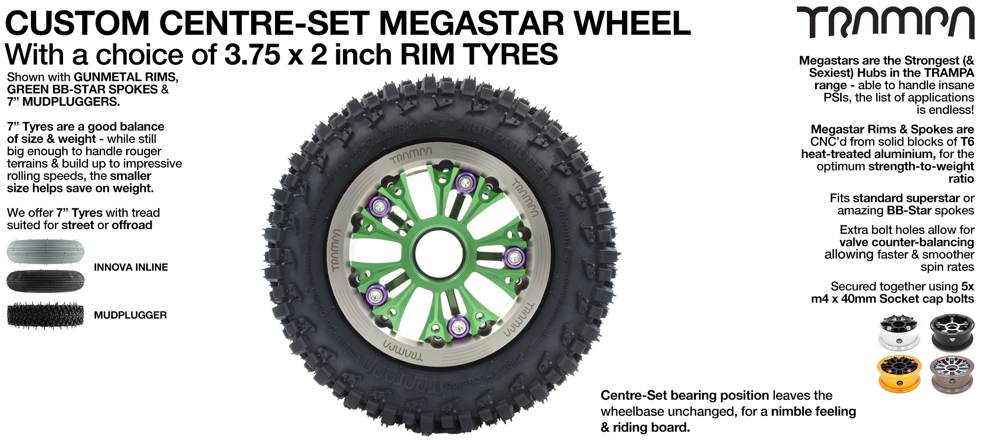 CENTER- SET MEGASTAR 8 Hub with 7 Inch Tyres