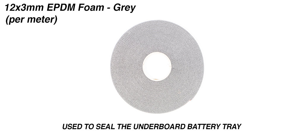 12x5mm HSF Foam Used to seal the Under Board Battery Tray & priced per meter - Grey