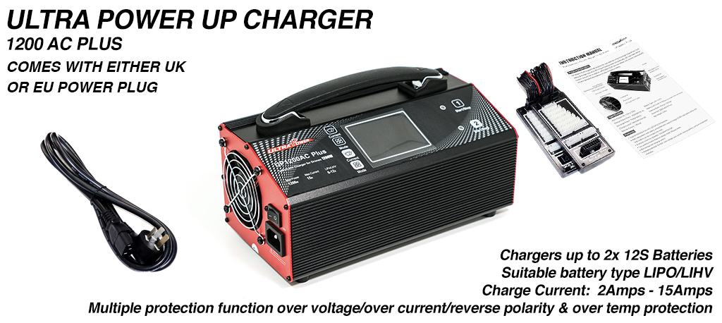 ULTRA POWER Charger 2x 600W, 15A, 12s Charger - UP1200AC PLUS - No extension Leads