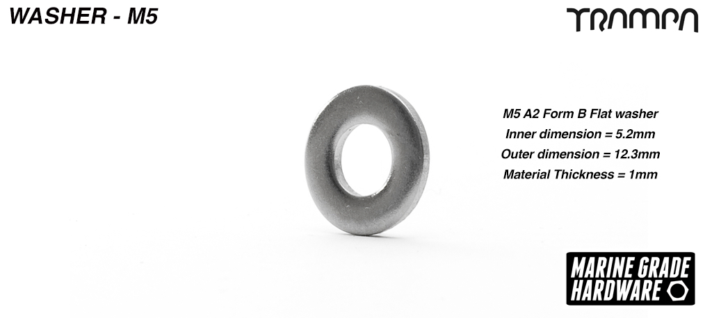 M5 Washer BZP Bright Zinc Plated Form G 1.6mm thick