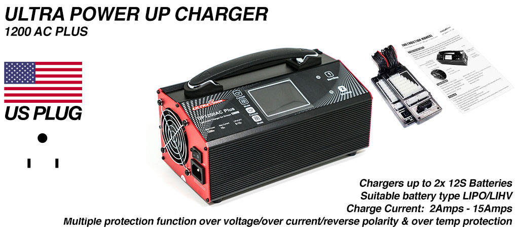 ULTRA POWER Charger 2x 600W, 15A, 12s Charger - UP1200AC PLUS - COMES Supplied with USA wall PLUG