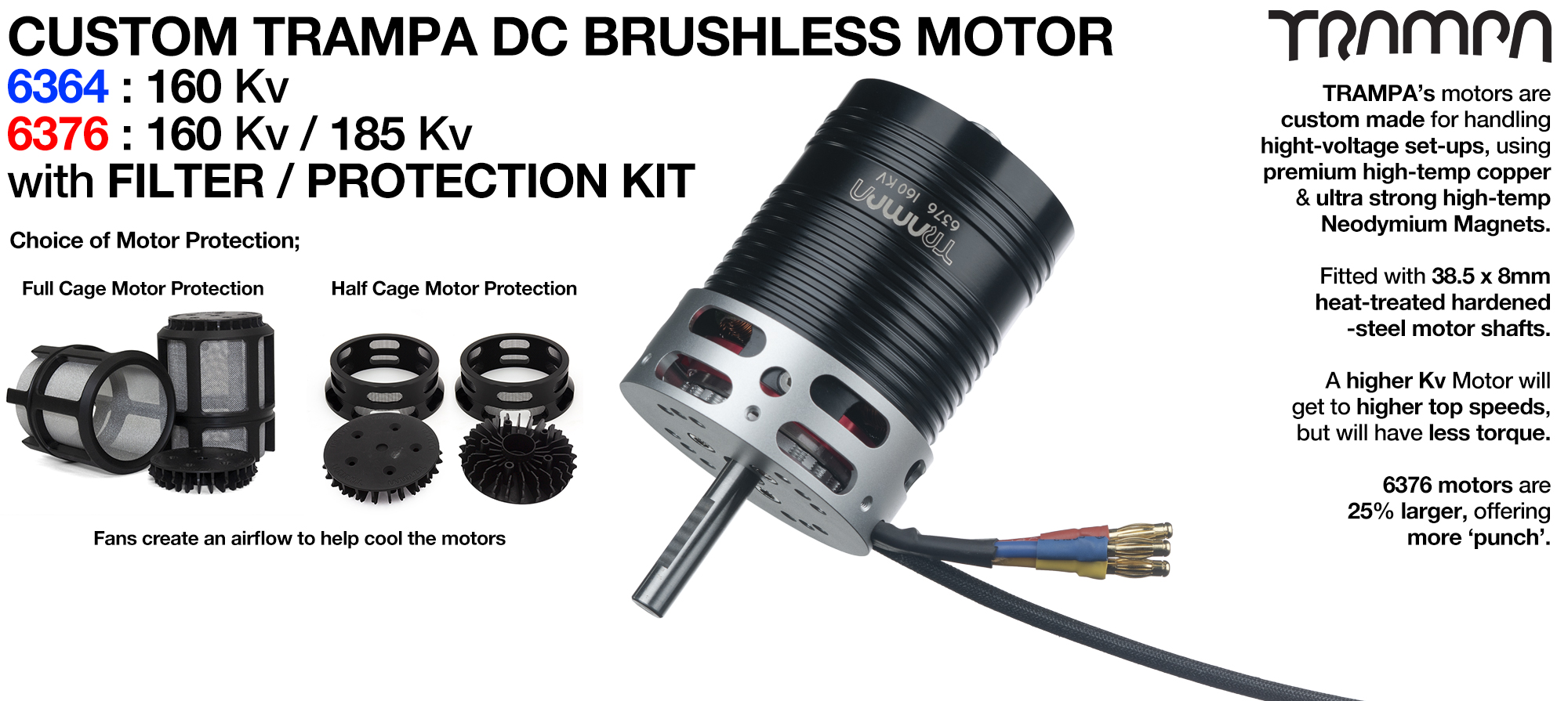 1x Custom TRAMPA DC Motor with BASIC Filters included