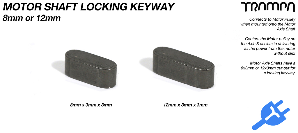 KEYWAY for Motor Pulley & Axle Shaft 8mm or 12mm