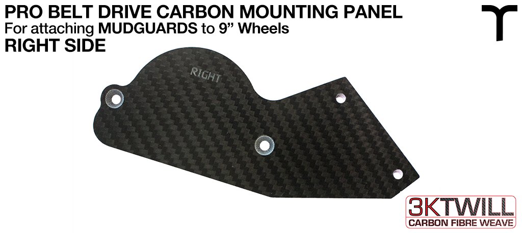 9 inch Mud Guard 3mm Carbon Fibre PRO BELT DRIVE Mounting Panel - RIGHT