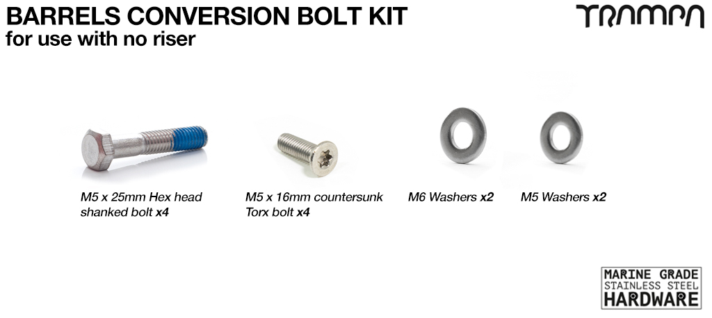 Complete BARRELS Bolt fitting conversion Kit - No Riser