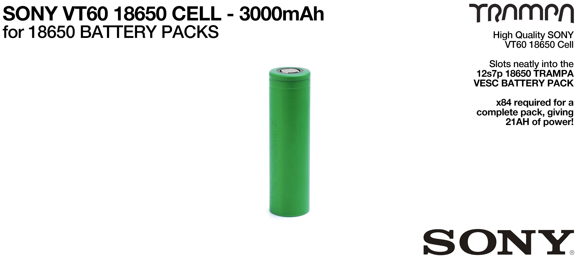 18650 Cells - SONY VTC6 3000mAh