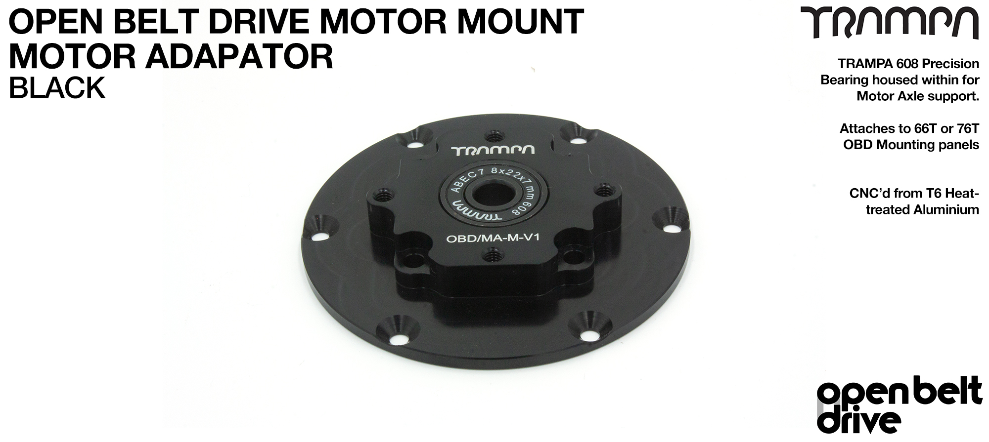 OBD Motor Adaptor with Housed Bearing - BLACK