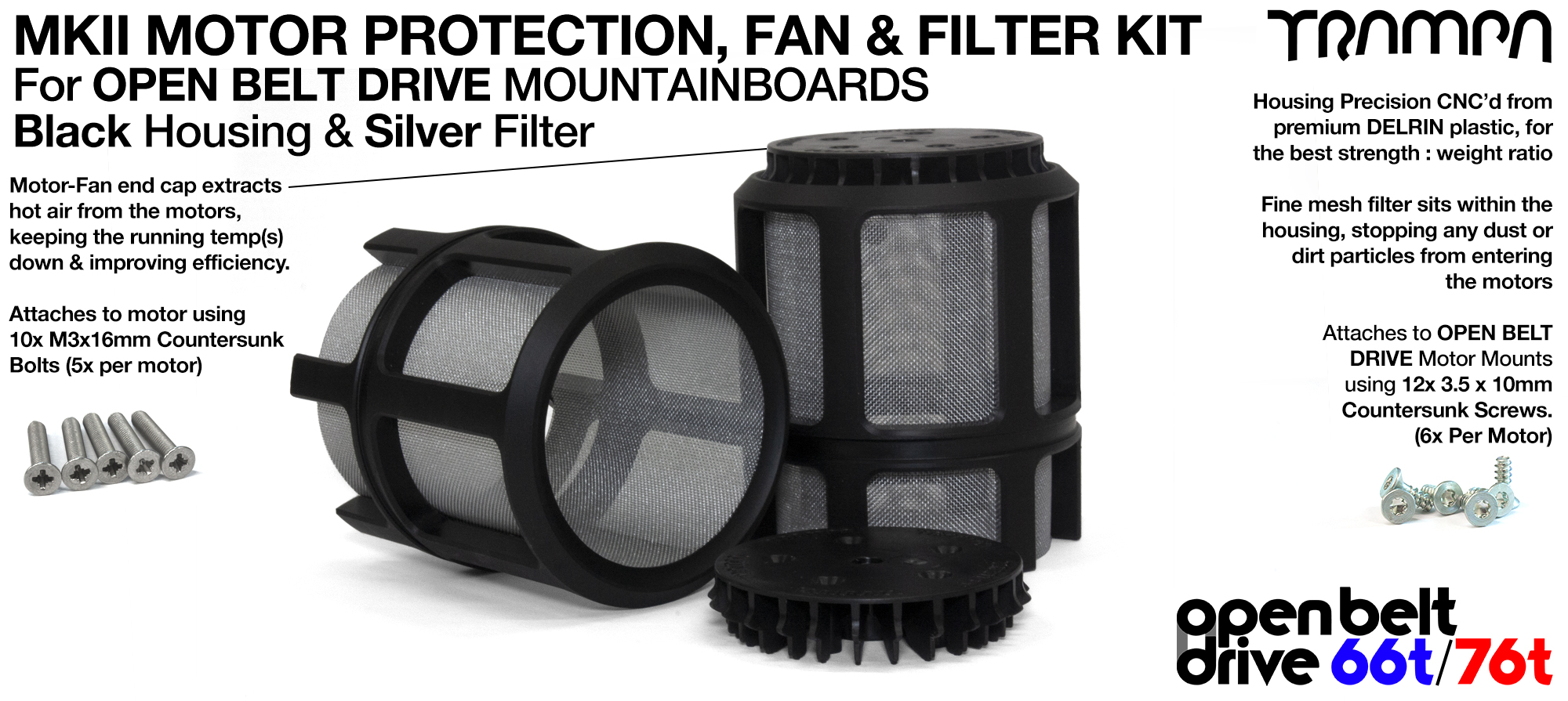 FULL CAGE Motor protection SUPER STRONG DELRIN Plastic includes Fan & SILVER Filter - TWIN