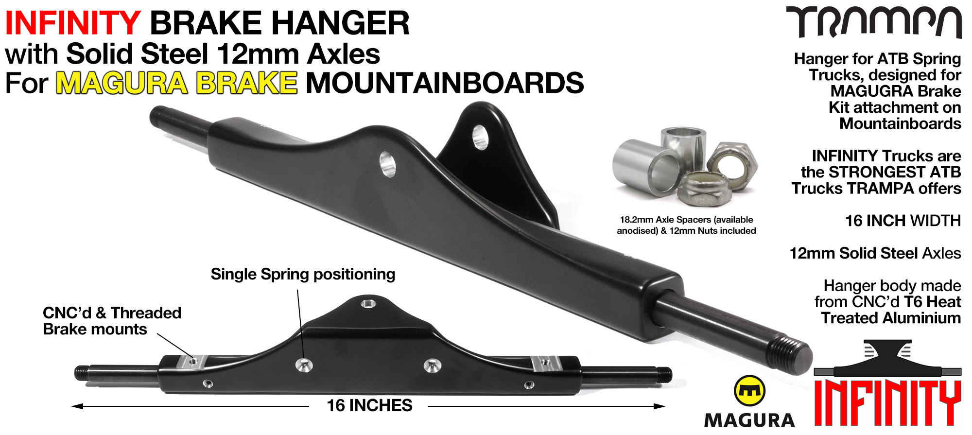 INFINITY Brake Hanger - 12mm SOLID Axles modifed to fit MAGURA Hydraulic brakes