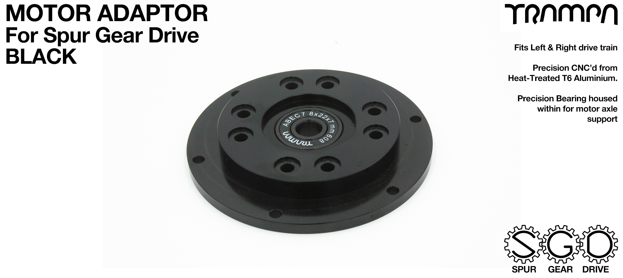 SPUR Gear Drive Motor Adaptor BLACK