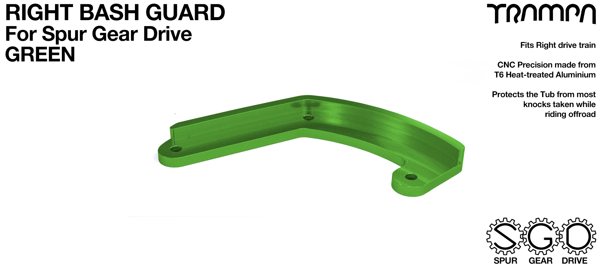 SPUR Gear Drive Bash Guard - RIGHT Side - GREEN