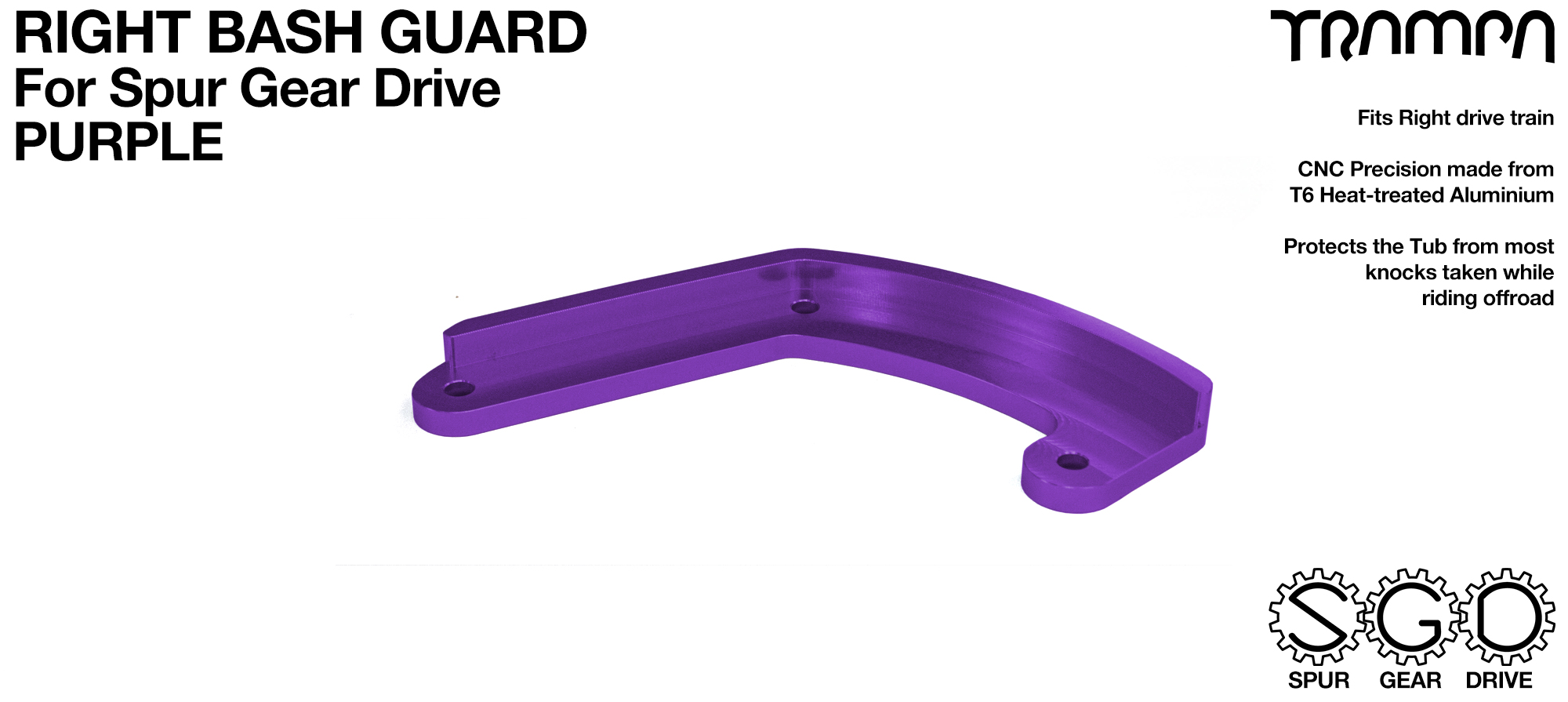 SPUR Gear Drive Bash Guard - RIGHT Side - PURPLE