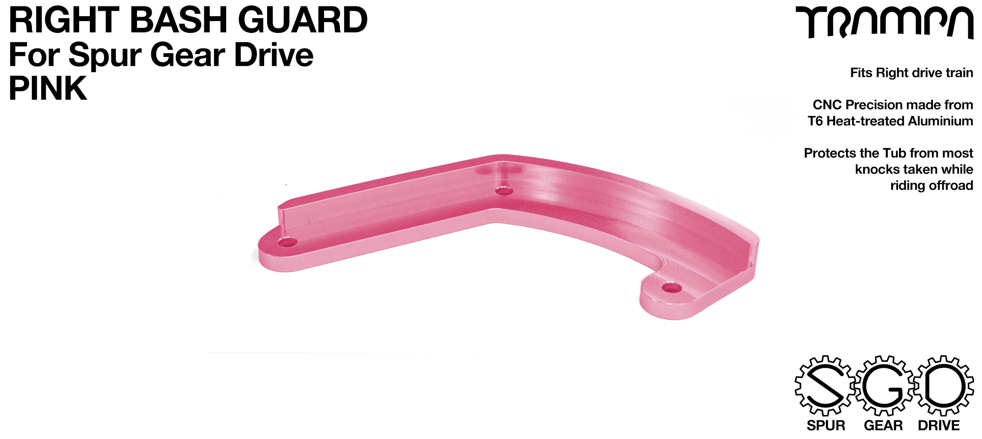SPUR Gear Drive Bash Guard - RIGHT Side - PINK