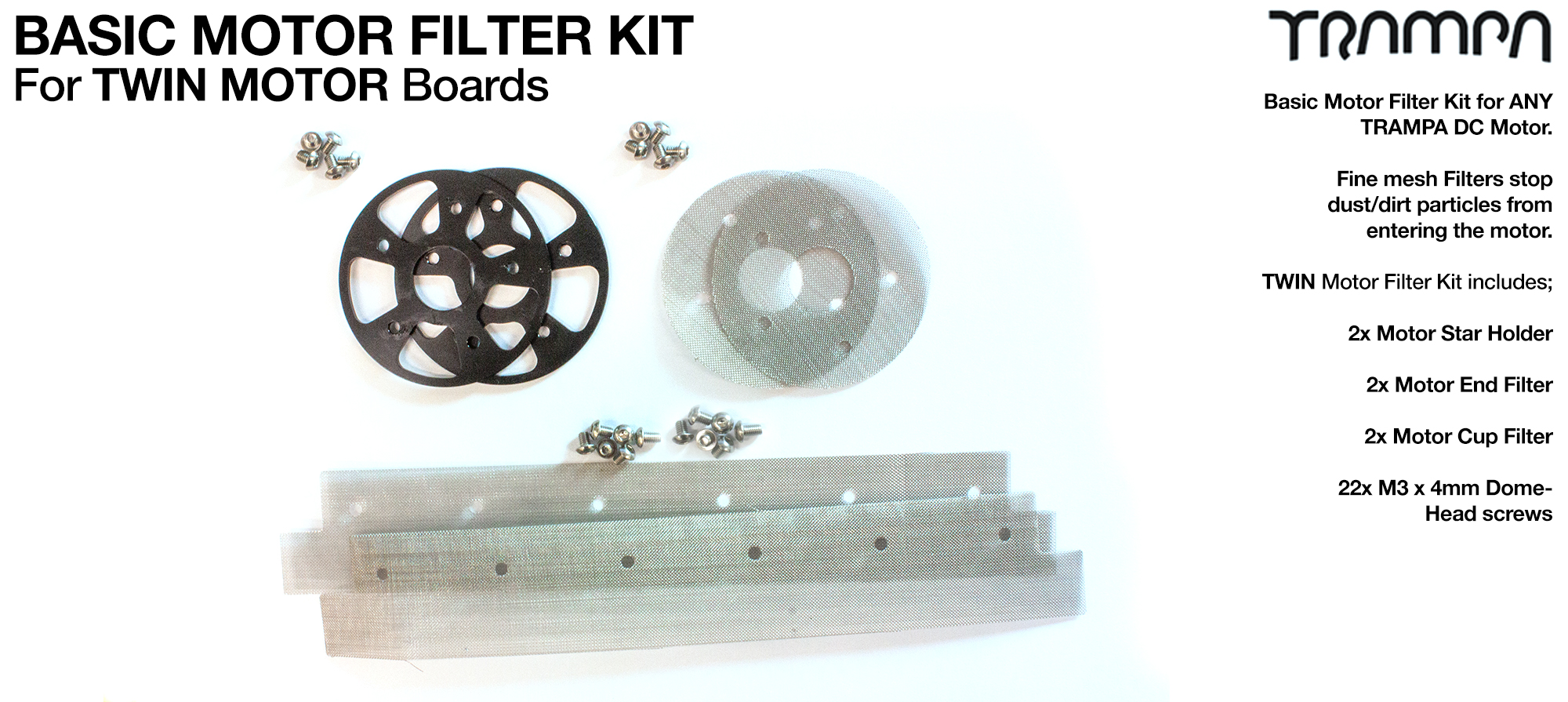 2x Stainless Steel Mesh Filter Kit with Bolts for TRAMPA Motors